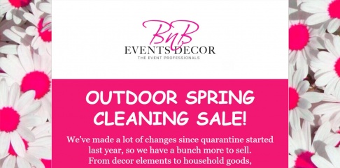 BnB Events Decor Outdoor Spring Cleaning Sale
