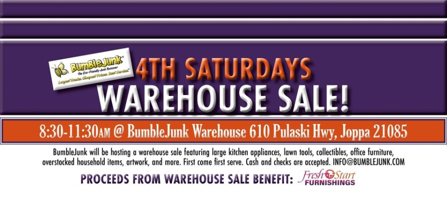 4th Saturdays BumbleJunk Warehouse Sale for Charity